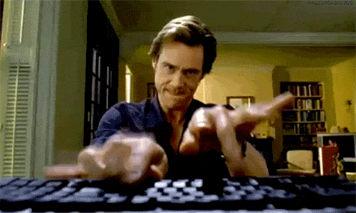 Jim Carey angry typing gif