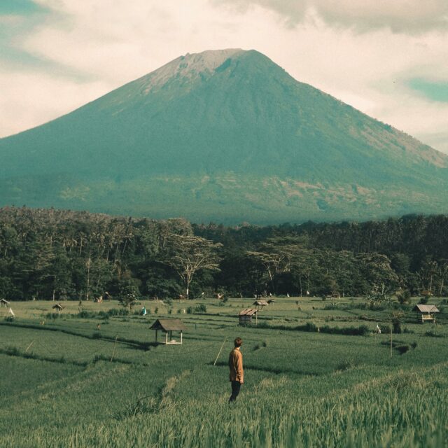 A Mountain surrounded by clouds